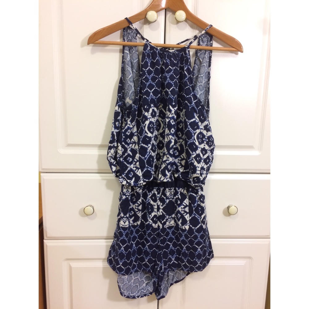 Navy and white backless romper